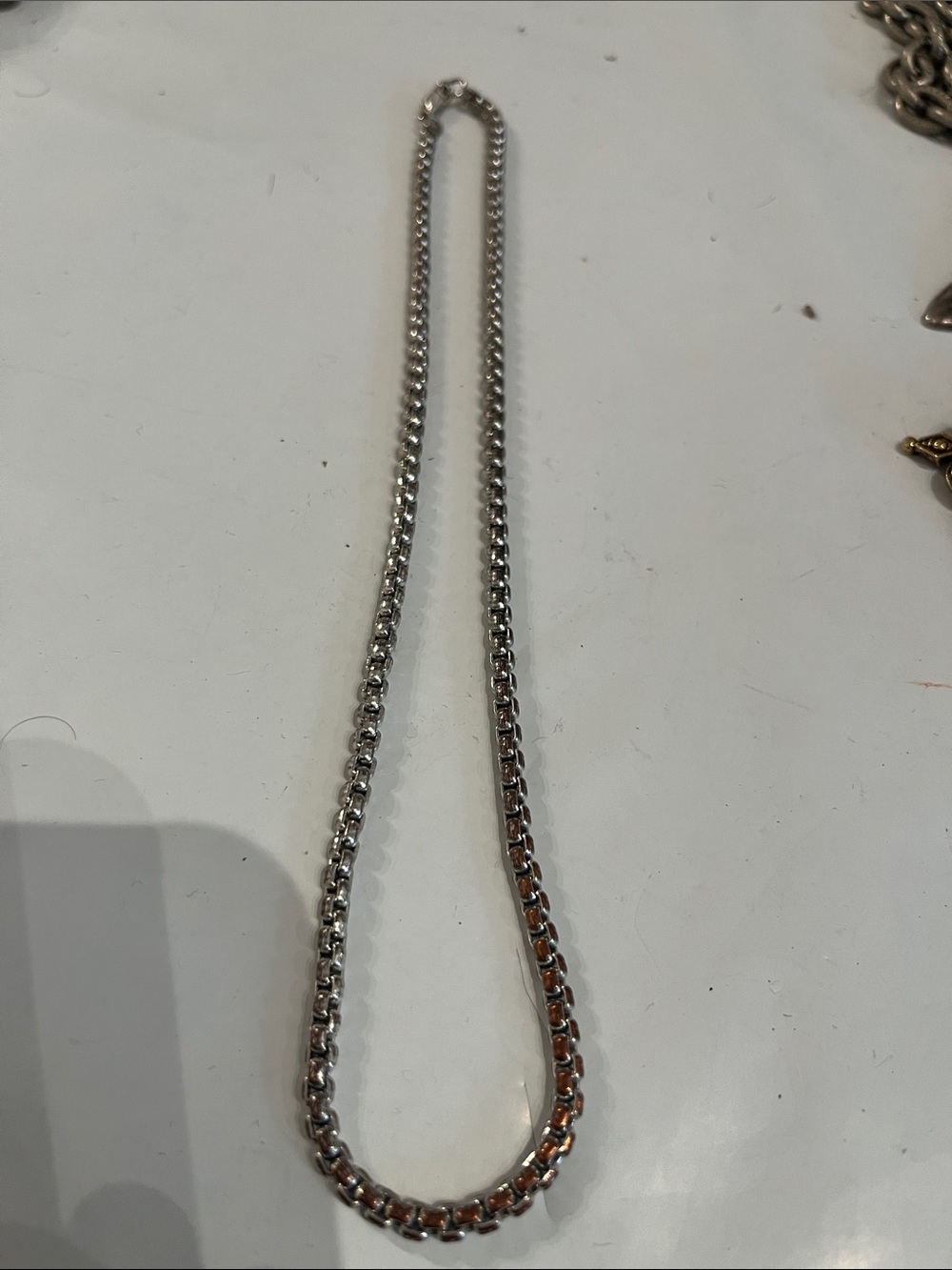 925 silver box chain marked , 15” round